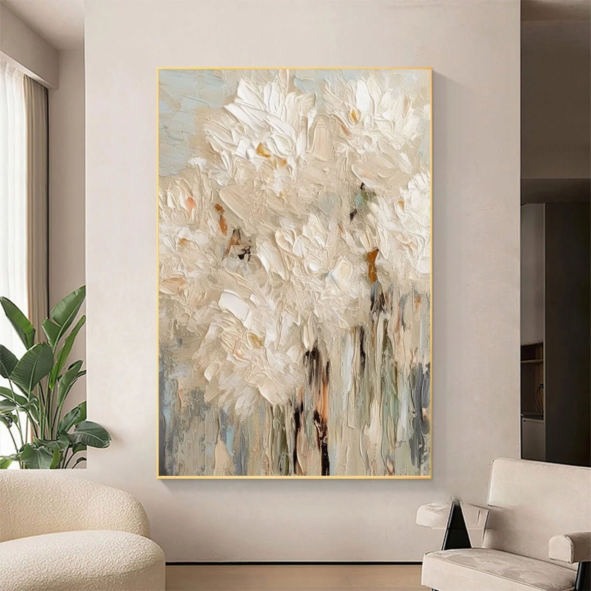 Elegant Floral Wall Art in 3D Minimalist Style #FT 064 displayed in an Artvista interior