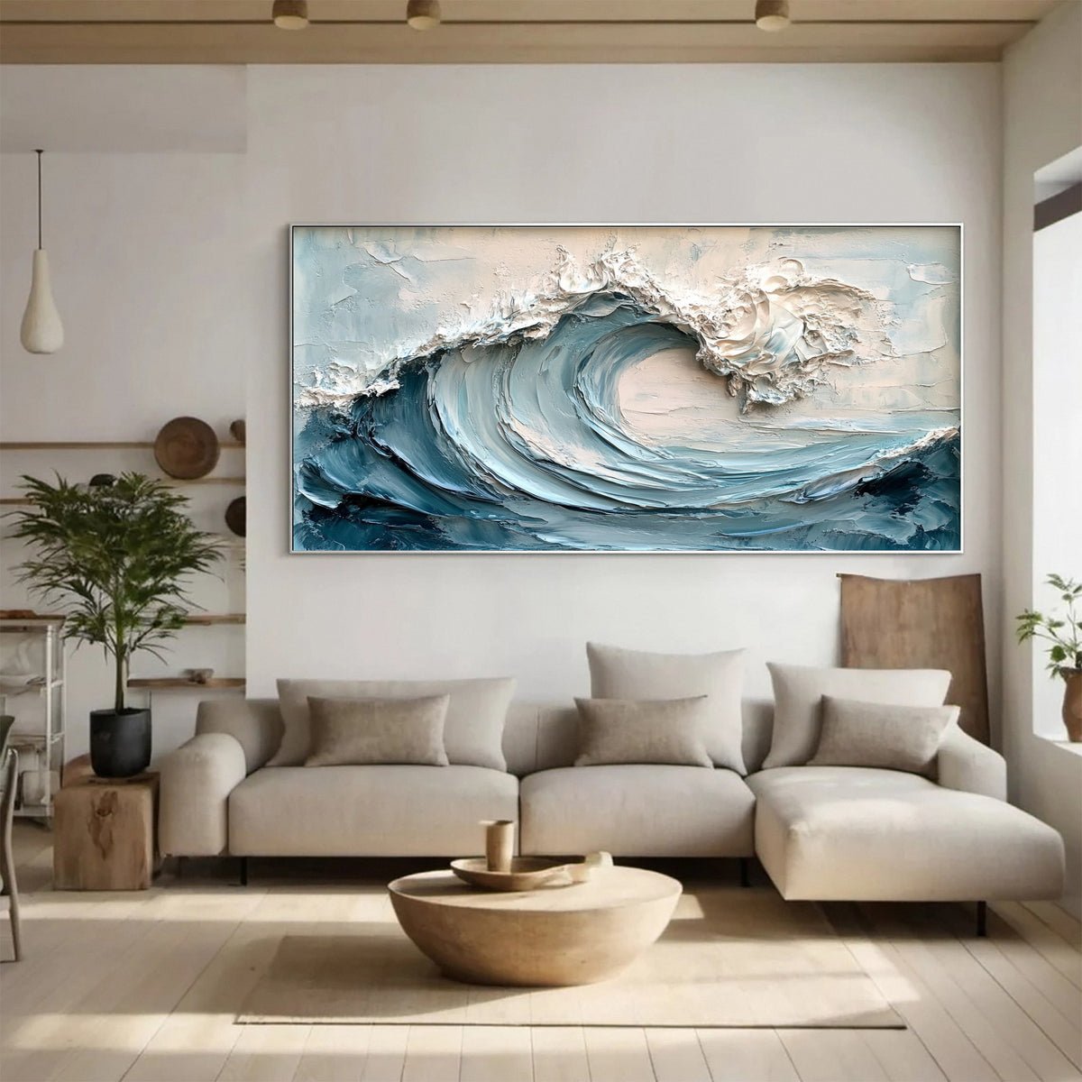 Ocean Majesty Large Textured Wave Wall Art #OS 044 displayed in an Artvista interior