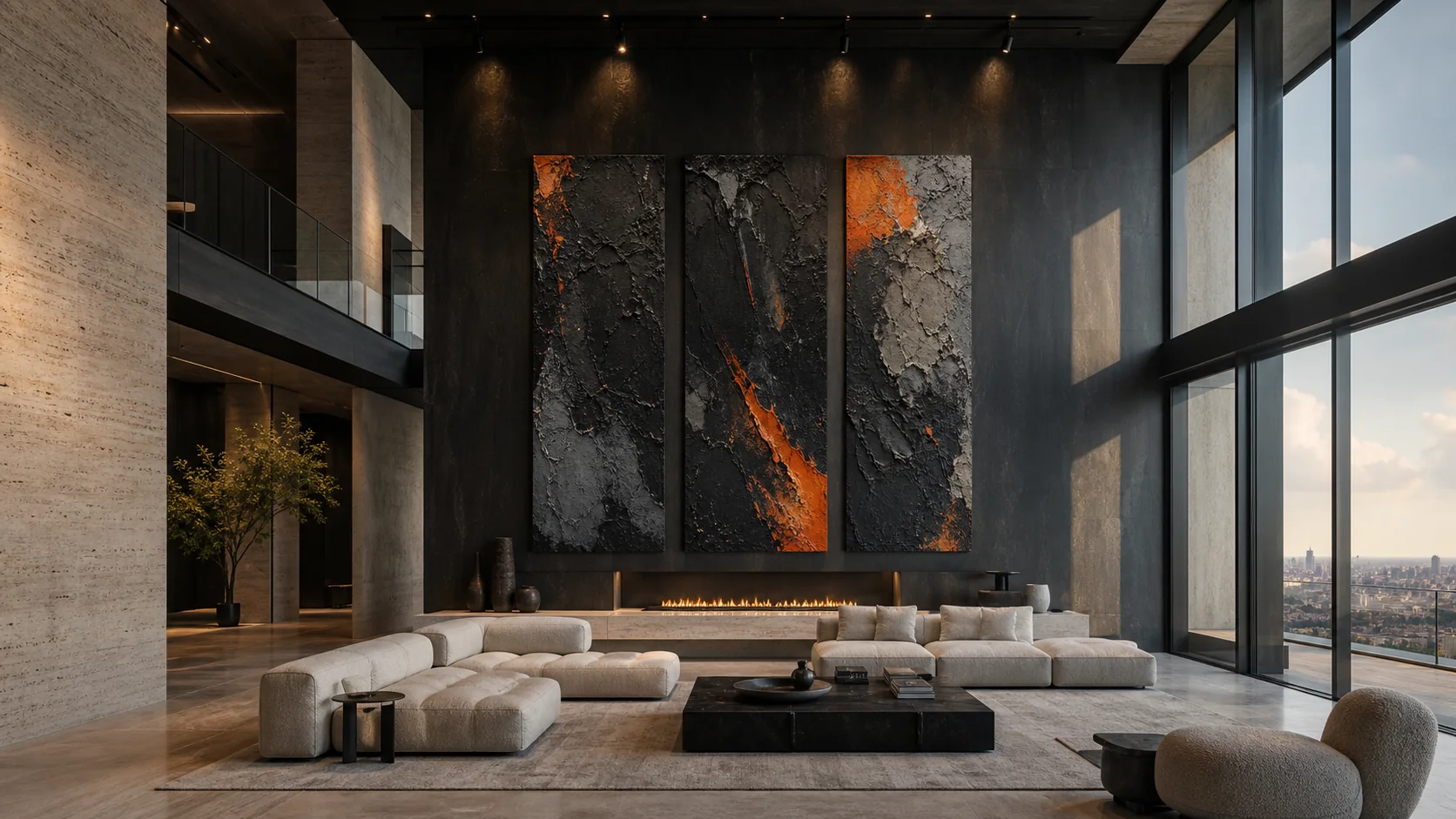 Large hand-painted art in a luxury interior